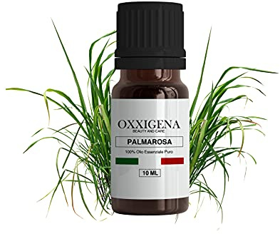 Oxxigena - Olio Essenziale di Palmarosa - 10 ml - Made in Italy - Puro al 100%, Naturale, Vegano, senza OGM - Ideale per Aromaterapia, Miscele da Massaggio