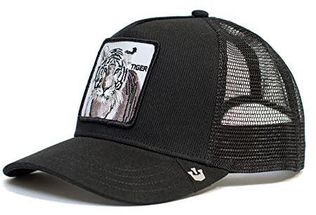 Goorin Bros. Unisex-Erwachsene The Farm Adjustable Mesh Snapback Trucker Hat Baseballkappe, Schwarz (der weiße Tiger), Einheitsgröße