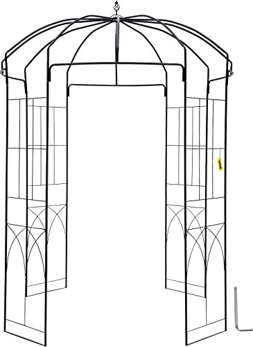 VEVOR Cenador de jardín con Forma de Jaula de pájaros, 9 pies de Alto x 6.6 pies de Ancho, cenador de Hierro Forjado Resistente, Enrejado de Arco de Boda para Enredaderas en jardín al Aire Libre