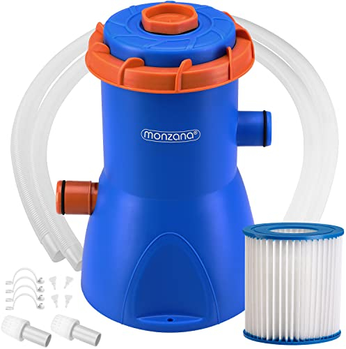 Monzana Depuradora Piscina 2280L/h 30W Bomba de Filtro Limpieza Piscinas Fast Set Filtro de Cartucho