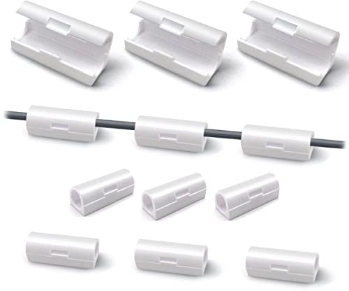 40 StüCk Kabelhalter Kabelclips, Selbstklebend Schreibtisch KabelfüHrung, Kabel Clip Kabelorganisation füR Kabelclips, BüRo Und Zuhause (White B Large)