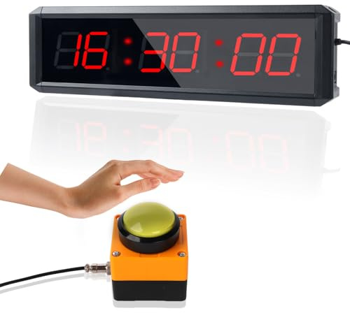 SMAHEAT fitnesstimer med stoppur-knapp, lämplig för skola/examen/hemträning/gym/gym SMAHEAT elektronisk fitnesstimer (1,5 tum sexsiffrig helröd)