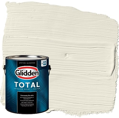 Glidden Total Interior Wall Paint & Primer All-in-One, Off White/White, Flat, 1 Gallon