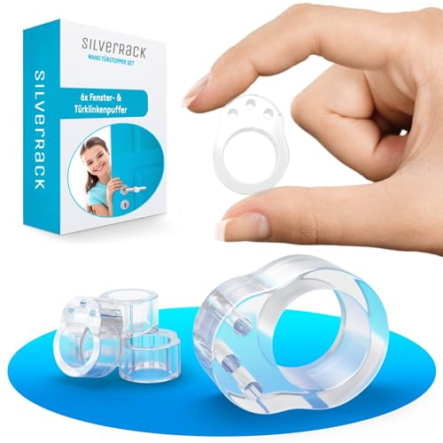 SilverRack® Dörrstopp dörrhandtagsbuffert transparent [6 stycken] – väggbuffert som perfekt skydd för vägg och dörr – dörrbuffert väggskydd som dörrstopp för dörrhandtag och fönster
