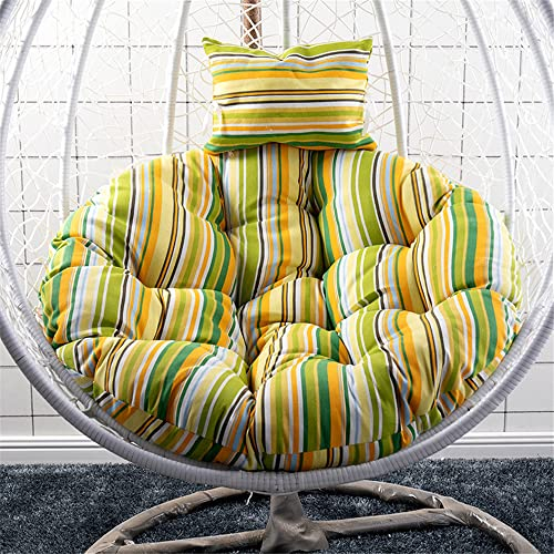 Morbuy Papasansessel Kissen Sitzauflage, Rundes Dicke Stuhlkissen Bequem & Weich Sitzkissen Hängesessel für Outdoor Indoor Garten Stuhlauflage (105x105CM,Gelb gestreift)