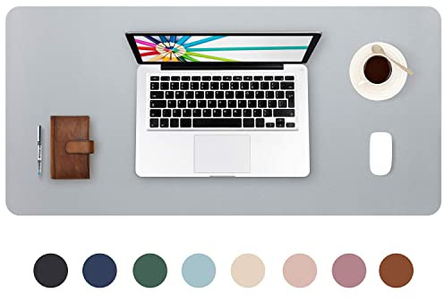 DOBAOJIA Sottomano da Ufficio, Tappetino da Tavolo, Tappetino Tastiera e Mouse, Tappetino PC Scrivania, per Casa/Ufficio, Pelle PU Impermeabile + Scamosciata Antiscivolo 70 x 35cm (Grigio)
