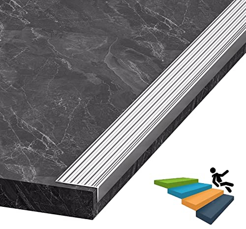 Treppenkantenprofil Antirutsch Treppe 3 Stück Treppenkanten Gold Silber Schwarz, 90cm Stufenrandstreifen Für Holz/ Vinyl/ Fliesen Treppen Innen Außen, Günstig Rutschfest Treppenkantenschoner ( Color :