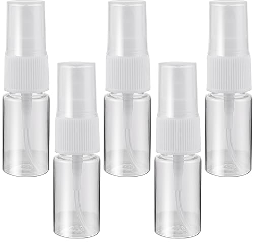 Sibba Lot de 5 flacons pulvérisateurs de 10 ml - Mini flacons pulvérisateurs de voyage rechargeables - En plastique transparent - Pour huiles essentielles, cosmétiques, parfum
