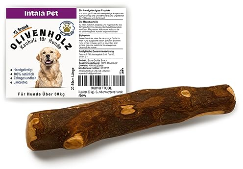 Olivenholz für Hund XL 1 Stuck, Kauholz für Hunde XL, Holzknochen Natürlicher Kauknochen Kausnack Kaustange