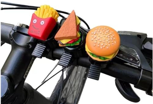 YGMXZL Hamburger Fahrradklingel,3er Set Fahrradklingel Laut,Lustige Sandwich Pommes Design Mini Fahrradglocke für Fahrräder,Laufräder und Roller