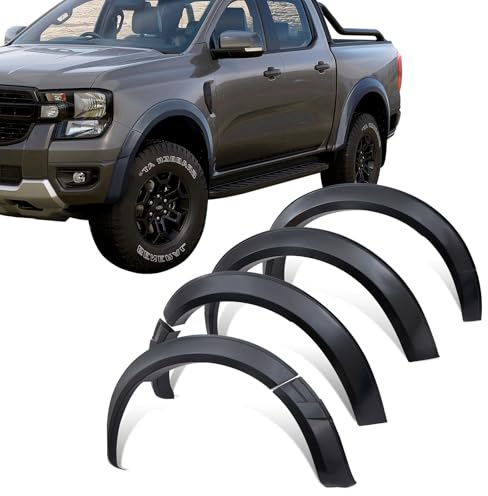 JHCHAN Kotflügelverbreiterung Ford Ranger T9 2023-2026 Limited Tremor Platinum ohne PDC, 5 Zoll Radlaufverbreiterung Pickup Zubehör, Radlauf Schutzleisten gegen Steinschlag, ABS Matt Schwarz