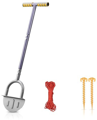 PLANTNOMICS Bordeadora de media luna mejorada modelo de noviembre de 2024 – Herramienta de jardín de acero para paisajismo y bordes con cuerda y clavijas para mayor precisión – Bordeadora de dientes