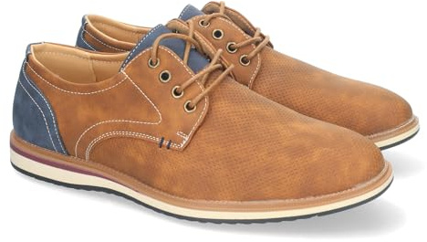 shoes&blues.es Zapatos Hombre Elegantes con Detalles en Contraste, Suela Antideslizante, Puntera Redondeada y Cierre de Cordones Ideal para Eventos.