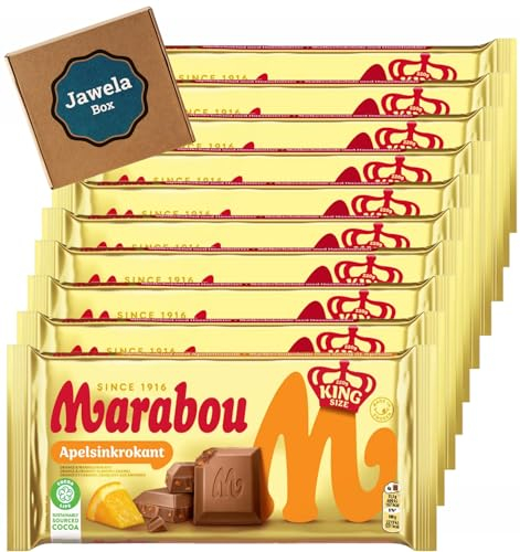 10 x Marabou Apelsin Krokant Orangen Krokant Schokolade - 10 x XXL Tafel 220g - Jawela Set - 10er Set Großpackung - Rainforest Alliance zertifiziert