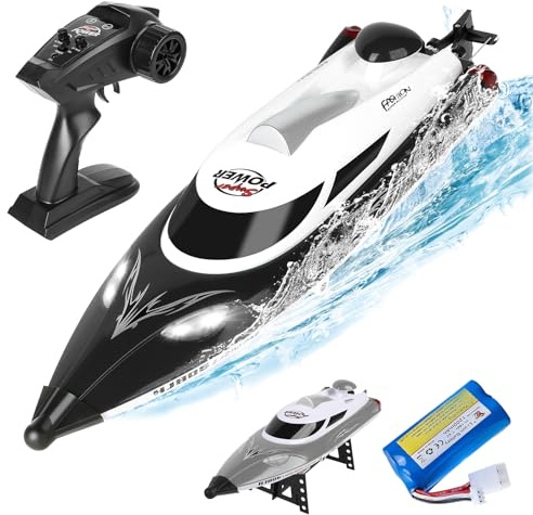 Podleer RC Boat-Remote Control Boat for Adults-High Speed 35+ KPH for Pool-Toys for Ages 8-13 (Black)