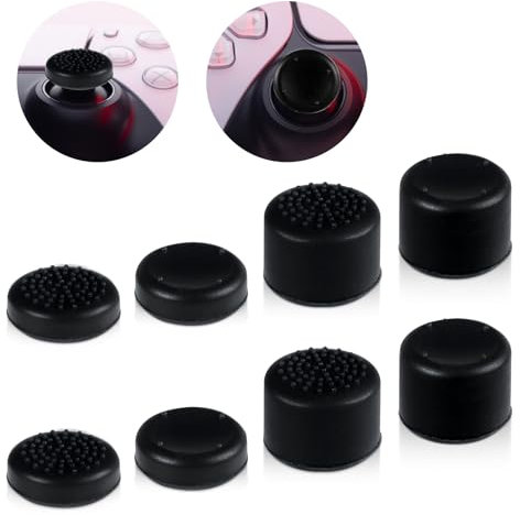 8pcs Capuchons Grip de Jeu avec 4 Tailles, Protection Manette en Silicone Capuchons de Pouce Manette Capuchon pour Joystick Capuchon de Bouton Capuchons Stick pour Portail Playstation(Noir)