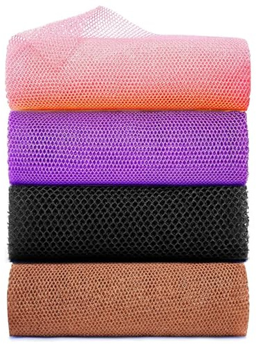 Xianzander 4 Stück afrikanischer Netzschwamm - Körper-Rückenschrubber - Peeling-Körperschrubber für glatte Haut, täglicher Gebrauch, Badezubehör (Rosa, Lila, Schwarz, Braun)
