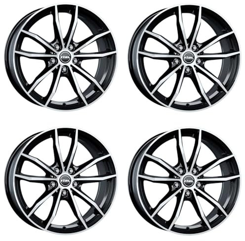 4x Rial Felgen X12 7.5Jx18 ET46 5x112 diamant-schwarz frontpoliert kompatibel mit SEAT Altea Leon