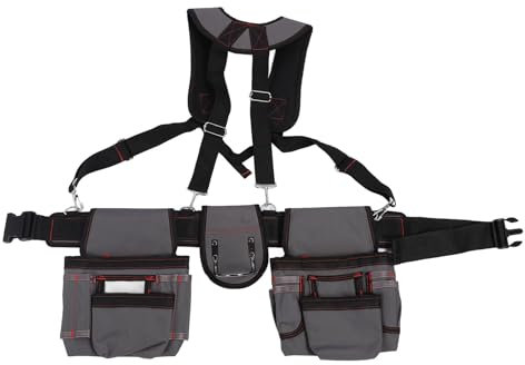 Werkzeuggürtel Herren, 600D Oxford-Stoff, Schreiner-Werkzeugtaschen, Verstellbare Hosenträgergurte, Taillenaufbewahrungs-Organizer für Bauarbeiter, Bauarbeiter