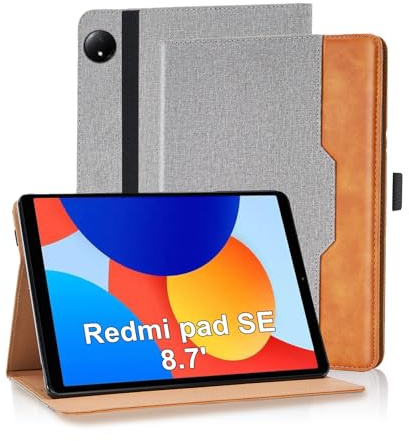 Vkooer Custodia per Xiaomi Redmi Pad SE 8.7 Pollici 4G Tablet 2024 Cover Protettiva Pelle PU con Multi-angli Slim Fit Folio e Auto Svegliati/Sonno, Supporto Funzione Flip Tasca Case - Grigio