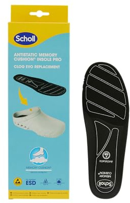 Scholl Antistatiska innersulor, PRO minneskudde, för Clog Evo, unisex, vuxna, 36/37, Svart, 36-37