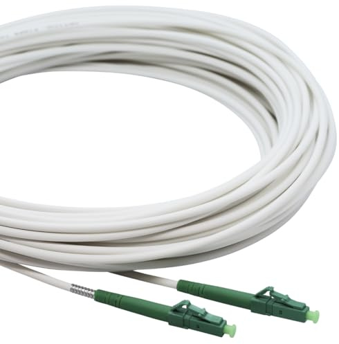 Conectra® - 25m Câble Fibre Optique Blindé | LC/APC - LC/APC | Blanc | Pour l'intérieur | Compatible avec Orange, SFR, Bouygues Telecom, Free | Câble de Rallonge (Longueur 25 Mètres)