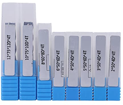 Swiixxer 8Pcs 2-12mm Carbide End Mill 4 Flutes End Mill Set Milling Cutter Tool Kit CNC Carbide Milling Cutter Spiral Router Bits