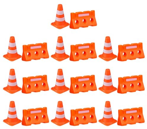 PRETYZOOM 20stücke Mini-verkehrskegel Spielzeug mit Straßenschildern und Mini-baustellenspielzeug aus Plastik für Junge Mädchen Rollenspiel-verkehrsspielzeug und Puppenhausdekoration