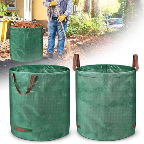 HENGMEI Gartenabfallsack Gartensäcke Laubsack Garten Müllsäcke Selbstaufstellend für Gartenabfälle robuste Polypropylen-Gewebe 150g/m² (2 x, 500L)
