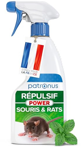 Patronus Répulsif Anti Souris & Anti Rat [250ml] – Usage Intérieur & Extérieur, Non Tachant – Éloigne les rongeurs avec la Menthe Poivrée ultra Concentrée – Anti Souris et Rats Puissant