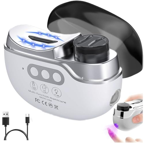 Elektrischer Nagelknipser, 4-in-1 Automatischen Fingernagelschneider Elektrisch mit LED-Licht, Electric Nail Clipper, Tragbare Nagelfeile, Elektrischer Nagelschneider Clipper für Senioren Erwachsene