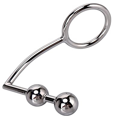 ZJPOJPH Gancio anale in acciaio inossidabile con 2 sfere SM anello for pene plug anale gancio anale peso for testicoli perline anali bondage giocattolo anale for uomini e donne(50mm)
