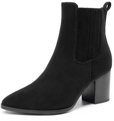 DREAM PAIRS Women's Boots Chunky Heel Ankle Booties Shoes,Size 8,Black-Suede,DWUMAB2535