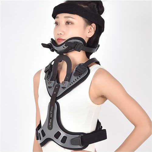 GTHTUHFD Orthèse Cervicale Thoracique, Lombaire, Stabilisateur De Soutien pour La Rééducation des Vertèbres Cervicales, Correcteur De Tête, De Cou Et De Poitrine Réglable pour L',Black-One Size