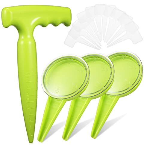 FUTUREORYY 14pezzi Distributore Semi Regolabile e Trapiantatrice Piantine in Plastica Resistente Con Semi Dispenser Dibbler Ergonomico e Etichette Per Orto Utensili Giardino Handheld Per Pian