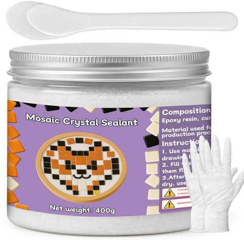 1DFAUL 400g Mosaic Crystal Grout for Crafts, Mosaics Tile Tools, High Color Contrast, Direct caulking, Suitable for Mosaic Tiles, DIY Craft Projects (White)