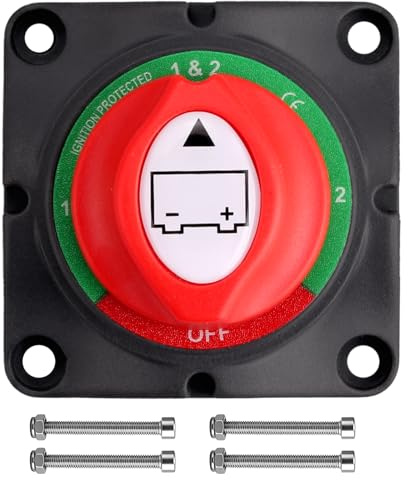 ALLmeter 1-2 Coupe Circuit Batterie 200 A 12-48 V DC Coupe batterie ON-OFF 4 Positions Étanche IP45 Pour Camping-car ATV Camion Bus Bateau Yacht