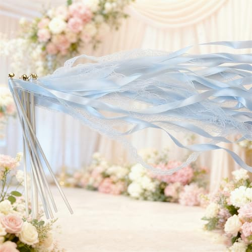 DAOOZHU 30 Stück Band Wedding Wands mit Glocke, Weiße Wedding Wands, Geeignet für Partys, Hochzeiten Hochzeit Dekoration für die Traumhochzeit