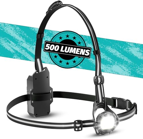 ICOCOPRO 500 Lumen Lauflicht mit Reflektoren, 120 ° Verstellbares LED Brustlicht Wasserdicht, USB Wiederaufladbar Lauflampe mit Rotes Licht für Laufen, Joggen, Angeln, Campen (schwarz)