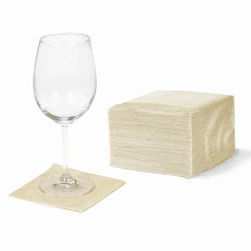 Tovagliolo TNT da Aperitivo - Cocktail monouso 25x25 in tessuto non tessuto CHAMPAGNE | 50 pezzi | tovaglioli, resistenti | assorbente | simile al tessuto | ideale per ristorazione | Biodegradabile