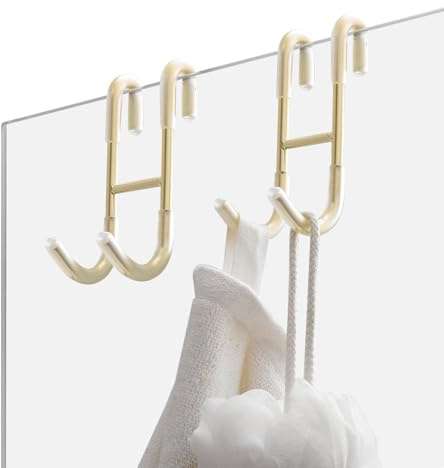 JACKANNA Duschhaken 2 Stück Aufhänger für Handtücher Handtuchhalter Dusche Glaswand für Duschtür zum Aufhängen von Handtüchern, Edelstahl 304, Handtuchhalter sowie Halterung für Duschabzieher (Gold)