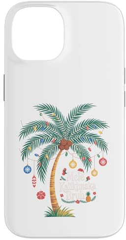 Mele Kalikimaka Tropical Christmas Hawaiian Palm Tree Xmas Custodia per iPhone 14
