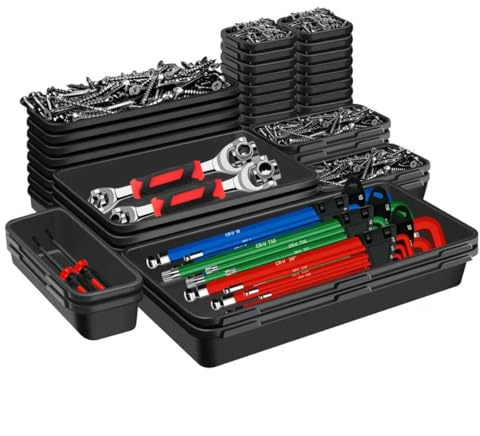 C&T Lot de 46 boîtes à outils de rangement pour tiroirs, système de rangement (5 tailles), convient pour l'organisation des tiroirs, des établis et des espaces de rangement
