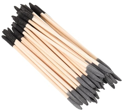 VILLCASE 30 Bâtonnets de Ponçage pour Ongles Double Embout en Bois Naturel, Grain Noir et Gris pour Pédicure et Nail Art, Outils de Détail Diy, Accessoires Manucure Pédicure, Kit 30 Pièces