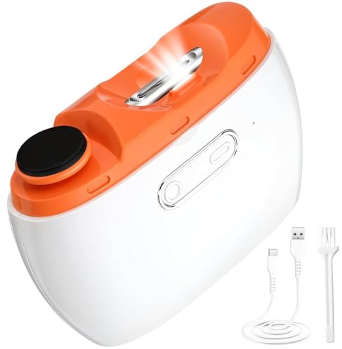 Coupe-ongles électrique rechargeable, polisseuse à ongles, coupe et meulage automatique 2 en 1, coupe-ongles électrique automatique à 2 vitesses avec lumière LED