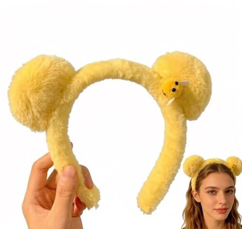 AYZDJ Plüsch Bär Ohren Stirnband Flauschig Gelb Teddybär Stirnband Tier Ohr Haarschmuck Niedlich Kostüm Kopfschmuck für Halloween Weihnachten Party Cosplay & Themenveranstaltungen
