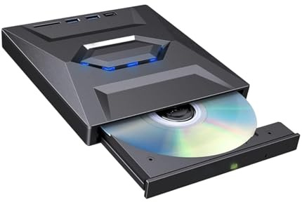 JIABAOZ Unidad óptica Externa 7 en 1,Compatible con interfaces USB 3.0 y Tipo-C; grabadora de DVD/CD y Reproductor de Discos ópticos portátil Apto para Ordenadores portátiles y de sobremesa