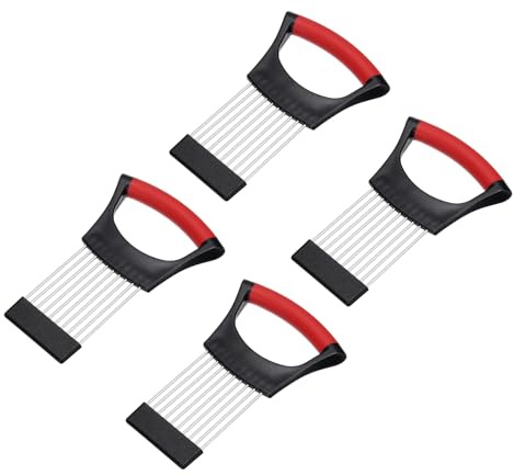 QUARKZMAN 4 Pezzi Supporto Affettacipolle In Acciaio Inossidabile Utensile Per Tagliare Verdure Per Affettare E Conservare Cipolle Pomodori Patate Avocado Mele Nero Rosso