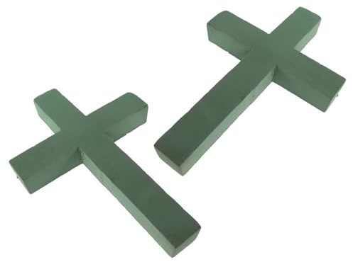 SHINEOFI 2 Piezas Cruz Floral de Espuma Verde para Decoración de Cementerios y Servicios Espuma Fácil de Moldear y Cortable para Arreglos Funerarios