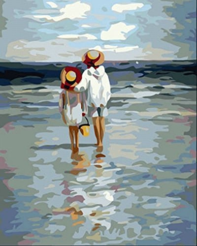 YXQSED Sin Marco DIY Pintura por Números Pint por Número de Kits for Adultos Mayores Avanzada Niños Joven - Ver al mar 12X16 Inch